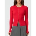 thumbnail image 3 of Gupgi Women Knit Cardigan Autumn Sweater Solid Color Long Sleeve Round Neck Button Up Ribbed Knitwear, 3 of 7