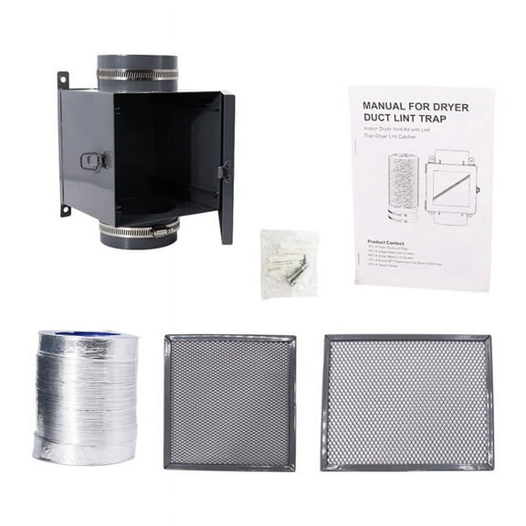 Dryer Duct Lint Trap, Indoor Vent Kit with Hose, Trap for Clothes Dryers - Catcher