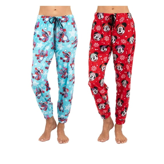 Disney 2 Pack Womens Pajama Sleepwear Pants Female, Mickey/Stitch, Size: L