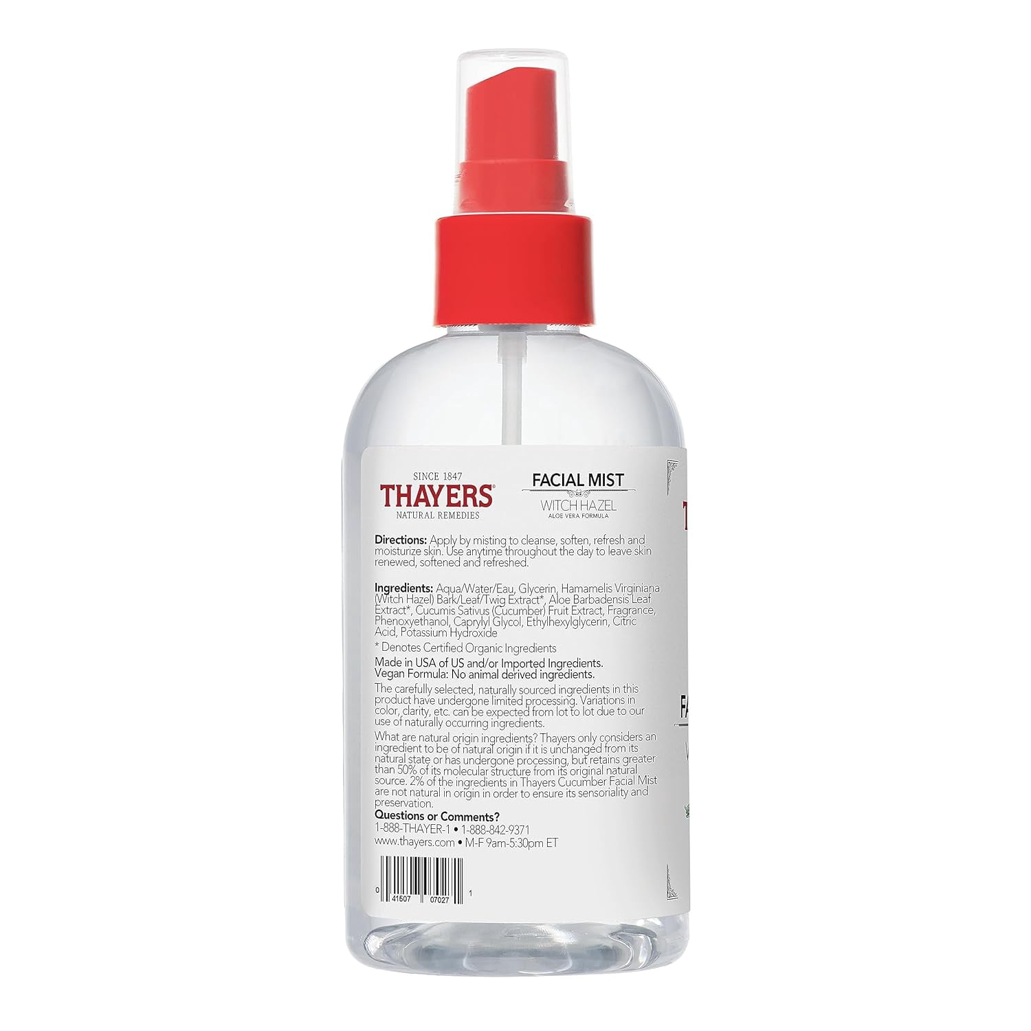 Thayers Witch Hazel Aloe Vera Formula Alcohol-Free Toner Facial Mist Cucumber 8 fl oz Pack of 3