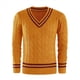 thumbnail image 2 of Suéter de Cuello en V para Hombre, Informal, de Punto , Ajustado, de Larga, para Otoño e Invierno. Amarillo XL, 2 of 5