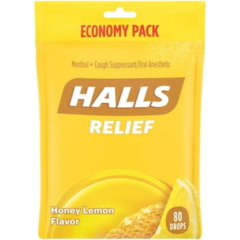 HALLS  Honey Lemon  Drops, Economy Pack, 80 Drops