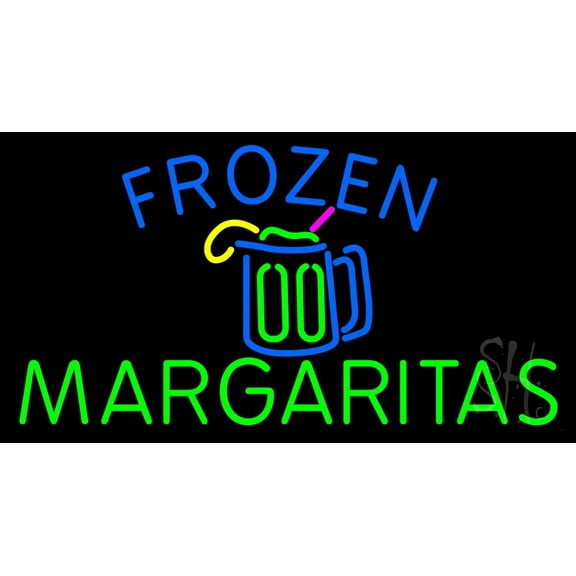 Frozen Margaritas LED Neon Sign 13 x 24 - inches, Clear Edge Cut Acrylic Backing, with Dimmer - Bright and Premium built indoor LED Neon Sign for restaurant window and interior decor.