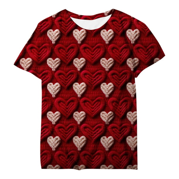 Kayannuo Valentine's Day Womens T Shirts Clearance Love Heart Printed Tee  Shirts for Women Fashion Women's Casual Short Sleeve Round Neck Printed  Ladies Tops Blouse 