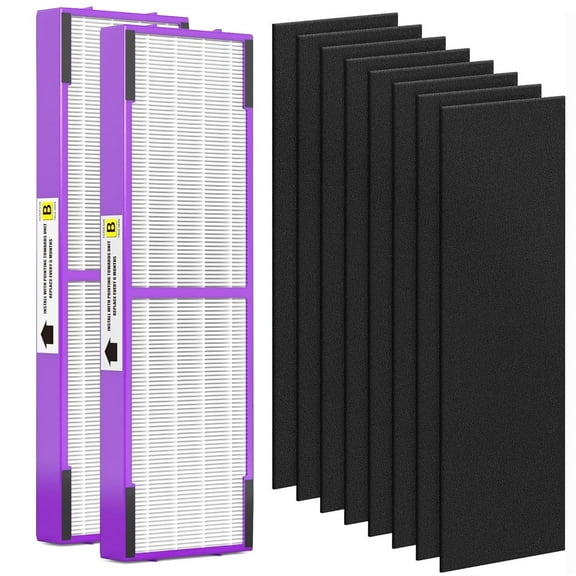 FLT4850PT HEPA Filter B Pet Replacement Compatible with G-Guardian AC4825 AC4825E AC4825W AC4300 AC4800 AC4850 AC4900 Air Purifier, 2 True HEPA Filters & 8 Carbon Pre-Filters, Purple