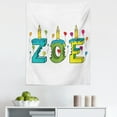 thumbnail image 1 of Zoe Tapestry, Colorful Social Gathering Themed Girl Name Design with Birthday Candles Pattern, Fabric Wall Hanging Decor for Bedroom Living Room Dorm, 5 Sizes, Multicolor, by Ambesonne, 1 of 1