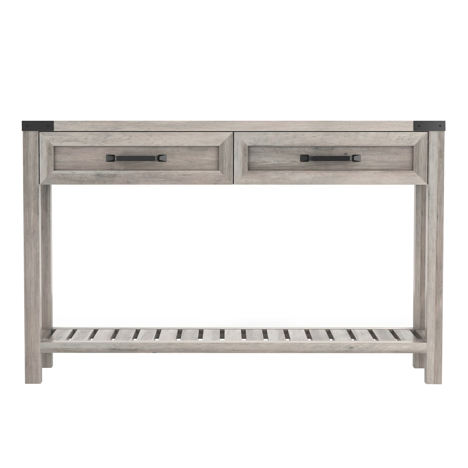 Kadyn 47 Inch Wide Console Table, Mid Century Modern Console Sofa Table for Living Room, Particle Board Compact Console Table with Drawers and Shelf, Antique Gray Kadyn 47 Inch Wide Console Table, Mid Century Modern Console Sofa Table for Living Room, Particle Board Compact Console Table with Drawers and Shelf, Antique Gray