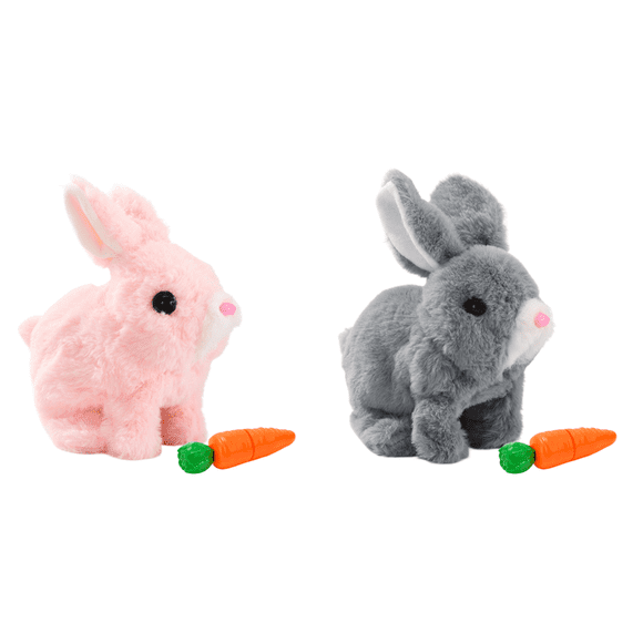 Dalazyyg Jouet Lapin Sauteur Électrique de Pâques pour Enfants, Marche et Conversation, avec Carotte, pour Cadeau (Rose)