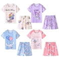 thumbnail image 2 of Conjunto de pijama fino Kawaii Sanrios Hello kittys Kuromi Cinnamoroll para niños, pantalones cortos de manga corta, ropa de casa, Verano, 2 of 4
