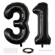 Xihuimay Number 31 Balloons 40 inch Digital Balloon Alphabet 31 Birthday Balloons Digit 31 Helium Balloons Big Balloons for Birthday Party Supplies Wedding Bachelorette Bridal Shower, Black Number 31
