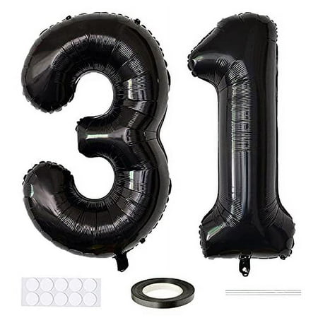 Xihuimay Number 31 Balloons 40 inch Digital Balloon Alphabet 31 Birthday Balloons Digit 31 Helium Balloons Big Balloons for Birthday Party Supplies Wedding Bachelorette Bridal Shower, Black Number 31