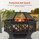 Outdoor Fire Pit 28" Patio Fire Pit Wood Burning Metal Fire Bowl Round Garden Stove with Charcoal Rack, Poker & Mesh Cover for Camping Picnic Bonfire Backyard,Black - image 3 of 7