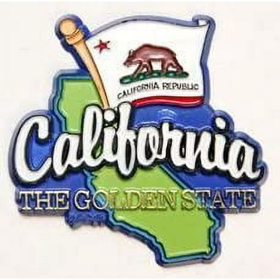 California State Map-Flag Fridge Collectible Souvenir Magnet