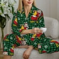 thumbnail image 6 of Fotbe Vintage Santa Skiing Green Plaid Pattern Long Sleeve Pajama Set for Women,Sleepwear Set,2-piece Loungewear Set,Soft PJs Comfy Nightwear with Pockets -X-Large, 6 of 7