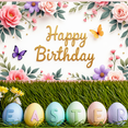 thumbnail image 6 of Floral Happy Birthday Banner Decorative Butterfly Garden for Birthday Party Celebration Photo Event, 6 of 8