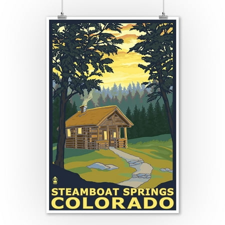 Steamboat Springs, CO - Cabin in Woods - Lantern Press Poster (9x12 Art Print, Wall Decor Travel