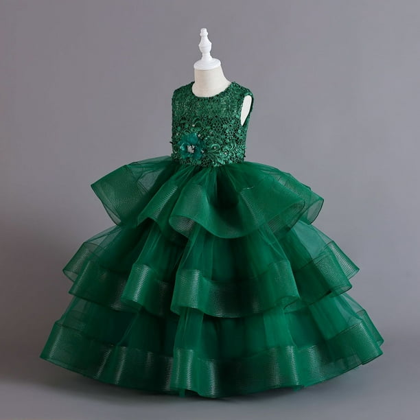 Vestido de malla para niña, vestido de princesa, vestido de noche de alta gama para cumpleaños de niña de flores