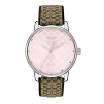COACH 14503873 Pink Dial Brown Logo Strap Ladies 36mm Grand Watch