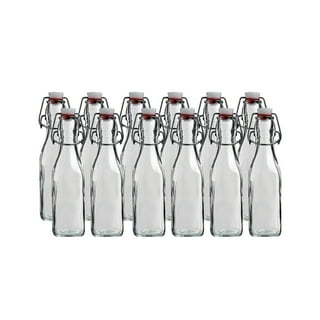 Acopa 35 oz. Clear Glass Bottle with Wire Bail Swing Top Lid - 12/Case