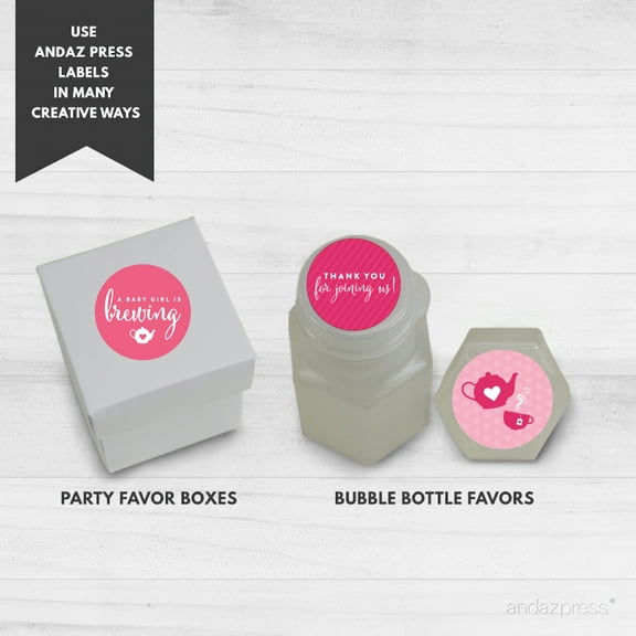 Thank You Bubblegum Pink Tea Party Girl Baby Shower Hershey´s Kiss Favor Labels, 216-Pack