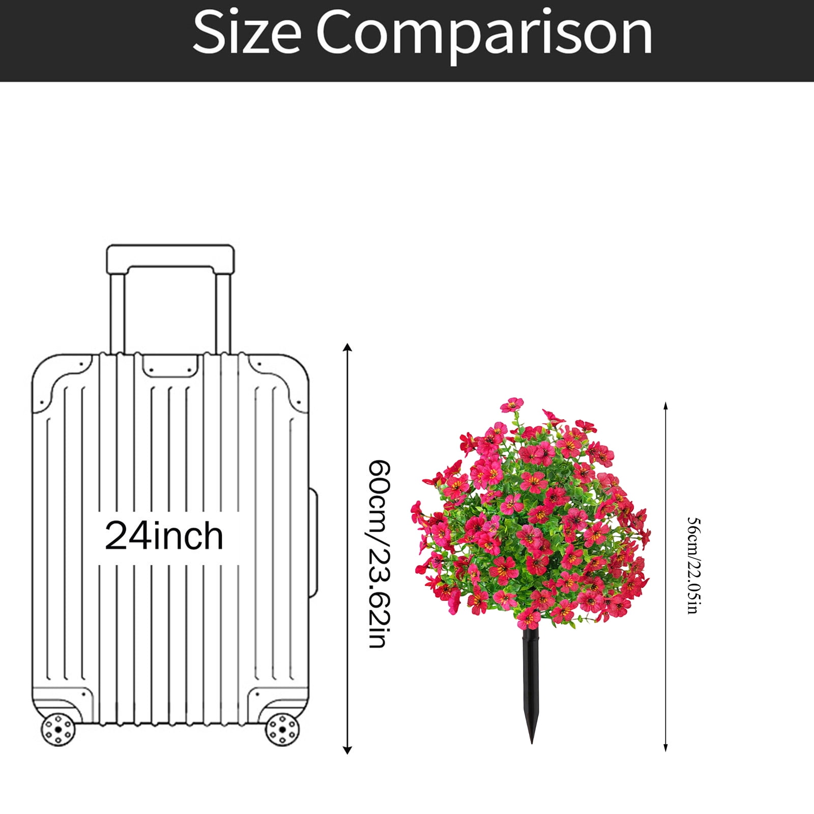 Artificial Outdoor Flowers with Ground Stake, 22" Tall UV Resistant Outdoor Faux Flowers for Garden, Yard, Planter and Porch