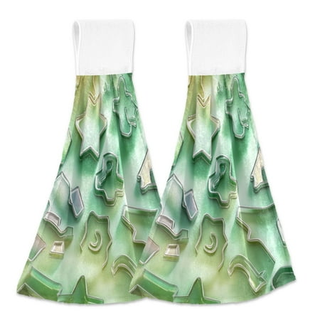 

2pcs Kitchen Hanging Towels Bathroom Hanging Towels Velcro Soft Hand Towel Absorbent Tie Towels for Kitchen Toilet Tea Bar Washcloth Decor Green with A Soft Glow