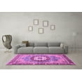 thumbnail image 3 of Ahgly Company Machine Washable Indoor Round Abstract Purple Modern Area Rugs, 4' Round, 3 of 4