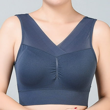HCURIBAD Clearance! Wireless Bras  Seamless Bras for Women Sleep Leisure Sports Yoga Bra Padded Wireless Thin Soft Comfy Pullover Tops Plus Size  Push up Bra  Backless Bra  Bras for Women Navy M