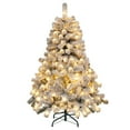 thumbnail image 1 of Costway 4.5ft Pre-Lit Premium Snow Flocked Hinged Artificial Christmas Tree w/150 Lights, 1 of 10