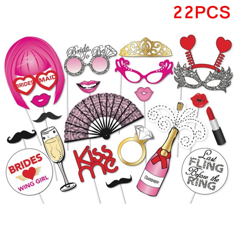 22 Pcs Single Lady Theme Funny Paper Beard Photo Booth Props for Party Wedding 