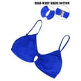 thumbnail image 3 of Spencer Womens Swimsuits Two Piece Bikini Sets Bathing Suits for Women Summer Solid V Neck Swimwear Beachwear, Blue, 3 of 8