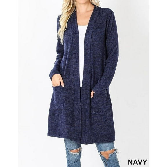 BRUSHED MELANGE SWEATER OPEN FRONT CARDIGAN (Small)