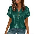 thumbnail image 1 of Manga Corta Fuera Del Hombro Tops para las Mujeres Brillante Color Sólido, un Hombro Empalmado Blusa para la Fiesta Diaria, 1 of 8