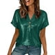 thumbnail image 1 of Manga Corta Fuera Del Hombro Tops para las Mujeres Brillante Color Sólido, un Hombro Empalmado Blusa para la Fiesta Diaria, 1 of 8