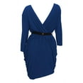 thumbnail image 2 of eVogues Plus size Deep V-Neck Wrap Bodice Long Sleeve Dress Royal Blue, 2 of 3