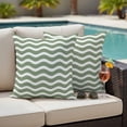 thumbnail image 4 of Sage Green Striped Outdoor Waterproof Pillow Covers, Modern Waves Abstract Water Ripple Decorative Square Throw Pillowcase Sofa Cushion Sham for Patio/Couch/Chair, 24"x24" 2 Pack, 4 of 8