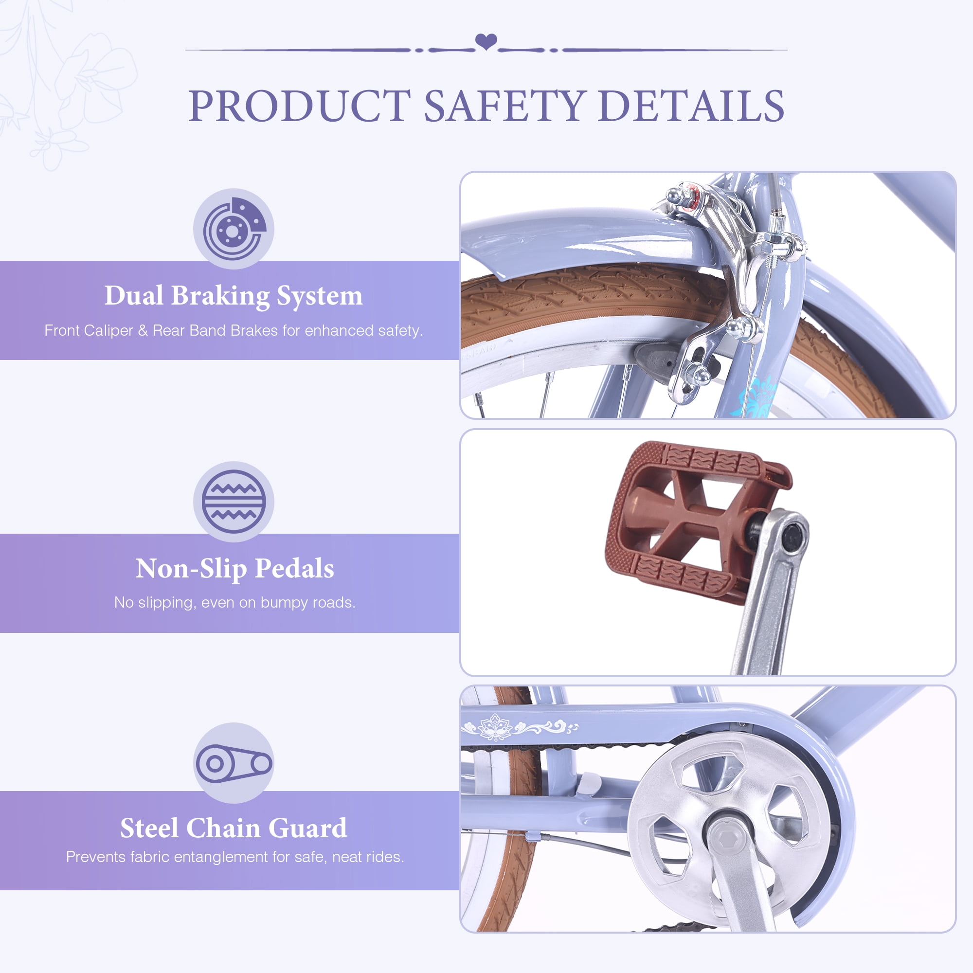 24 Inch Women's Cruiser Bike, 6 Speed Step-Through Commuter Bicycle with Rear Rack & Cup Holder, Adult City Bike