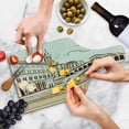 thumbnail image 3 of Venice Cutting Board, Stencil Art Display of Tranquil Venetian Landscape Bridge Buildings and Gondola, Tempered Glass Cutting and Serving Board, Wine Bottle Shape, Burgundy Cream, by Ambesonne, 3 of 3