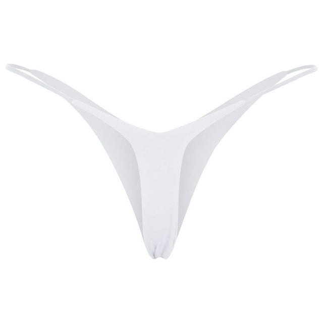 Charmgo String pour Femmes Taille Basse String Chaud pour Femmes Taille Basse Culotte Bikini à Double Couche Culotte String Léopard g-String Strings pour Femmes Blanc m