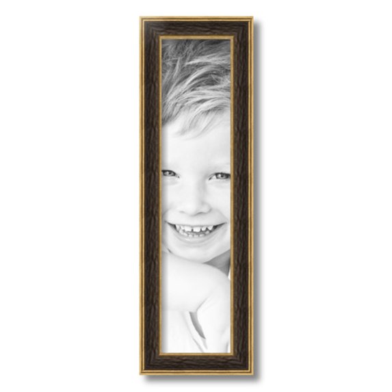 ArtToFrames 5x21" Black Panel With Gold Lip Picture Frame, Multi Wood Poster Frame, with Regular Acrylic and 2 (FBPL-5092)