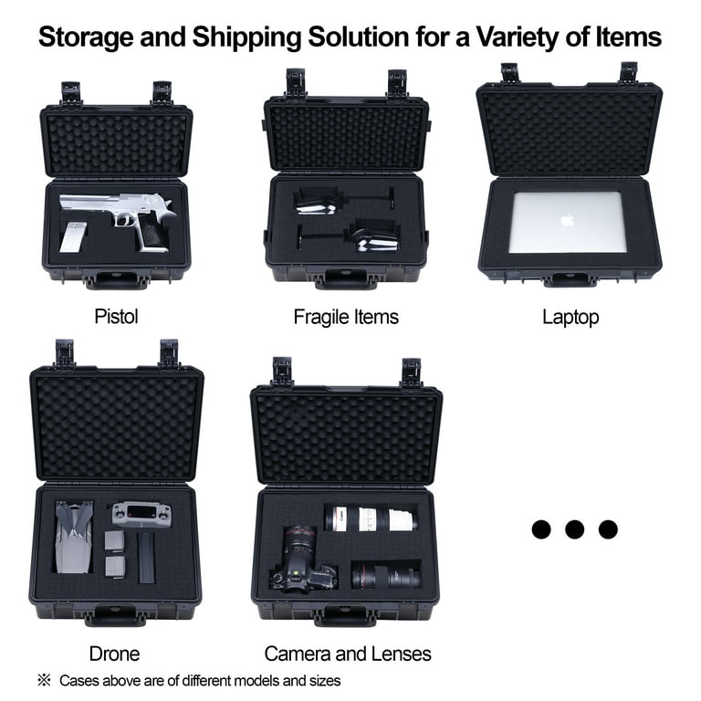 Lykus HC-3810 Hard Case with Customizable Foam Insert, Interior Size  14.96x11.02x5.3 in, Suitable for Pistol, DSLR Camera, Small Drone,  Camcorder, Action Camera, and More 