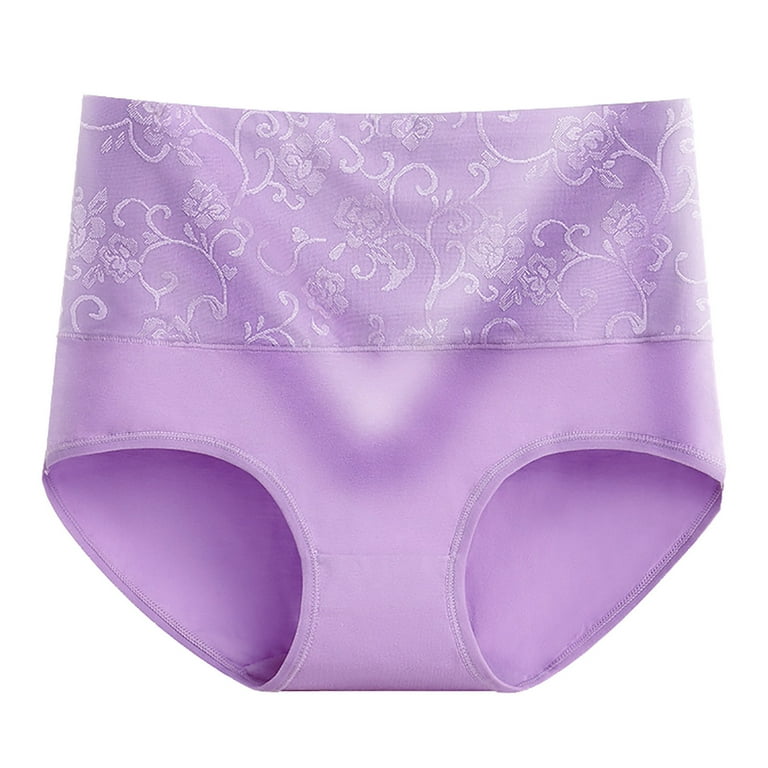 HUPOM Seamless Underwear For Women Womens Silk Panties High waist Elastic  Waist Solid Briefs Hot Pink L