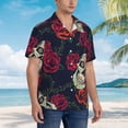 thumbnail image 5 of Fotbe Roses Skulls Hawaiian Shirt For Men Unisex Summer Beach Casual Short Sleeve Cotton Linen Button Down Shirts-Small, 5 of 9