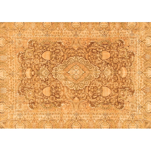 Ahgly Company Indoor Rectangle Abstract Orange Modern Area Rugs, 7' x 9'