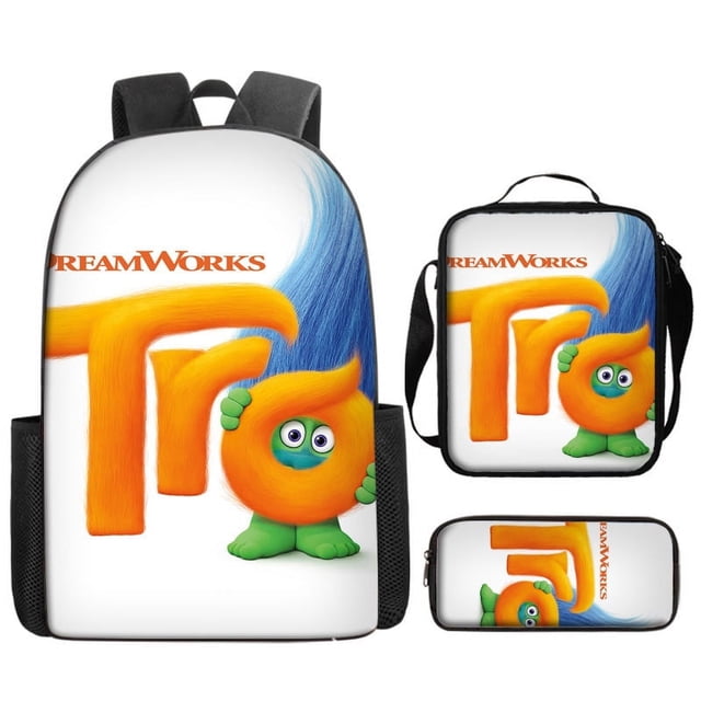 Magic Elf Backpack Teenage Student Schoolbag Large Capacity Cartoon Backpack Three-piece Set-fanceye