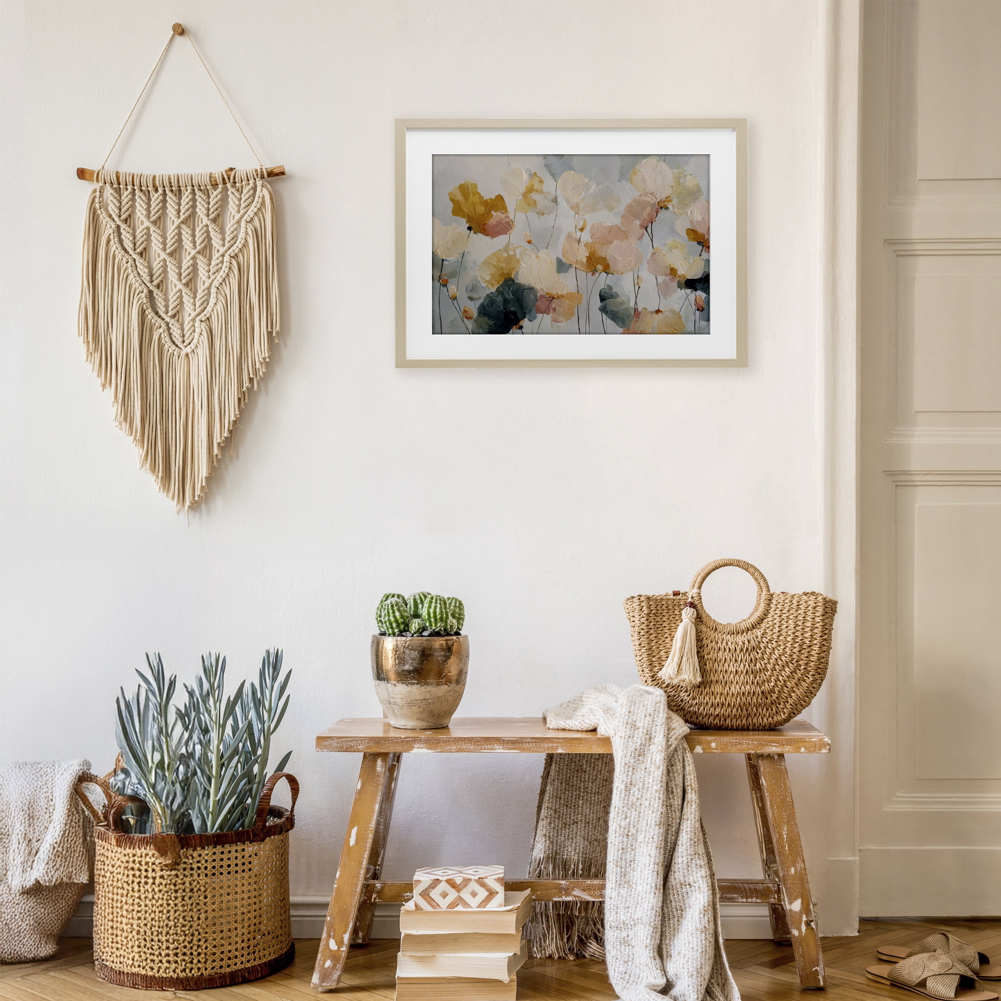 Stupell Industries Abstract Brushed Petals Birch Framed Print Under Glass, design by Jacky Ngan