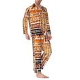 thumbnail image 2 of Lsque Hand Drawn Vintage Coffee Pattern Long Sleeve Pajama Set for Men - Soft 2-Piece Sleepwear and Loungewear Set with Pockets, Comfy Nightwear-X-Large, 2 of 7