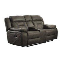 Lexicon Madrona Hill Microfiber Double Reclining Love Seat in Dark Brown
