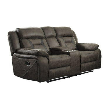 Lexicon Madrona Hill Microfiber Double Reclining Love Seat in Dark Brown