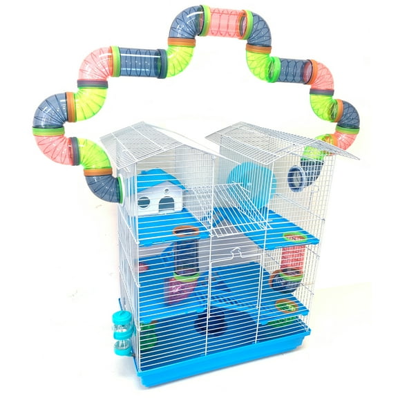 View of Large 5-Level Twin Tower Hamster & Dwarf Pet Habitat with Play Tubes ...